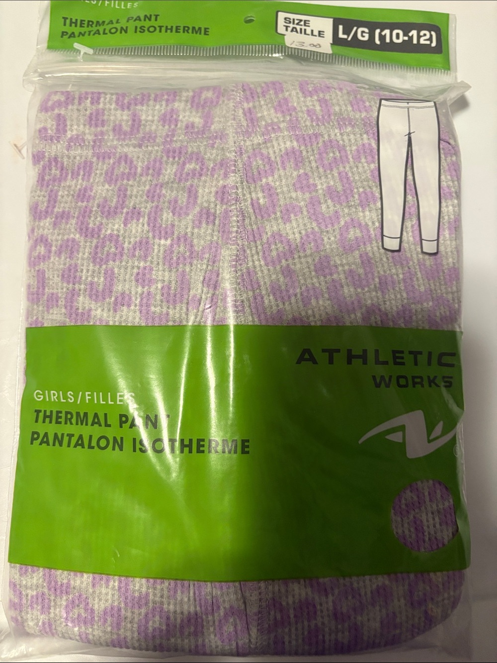 Athletic Works Lavender Leopard Thermal Leggings